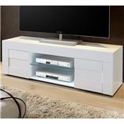 Meuble TV blanc laqu brillant design OKLAND