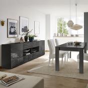 Table extensible 180 cm gris laqué design MIRANO