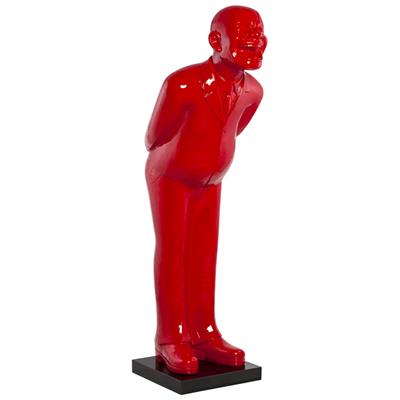 Statue grande taille homme qui rit rouge design LESTER