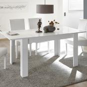 Table 140 cm avec rallonge blanc laqué design MIRANO