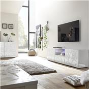 Meuble TV 180 cm design blanc laqué ANTONIO