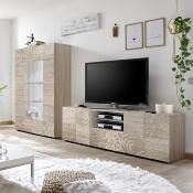 Grand meuble TV 180 cm chêne clair MIRANO