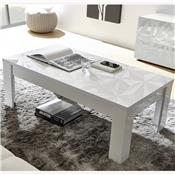 Table de salon 120 cm blanche laquée design ANTONIO