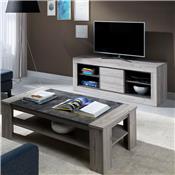 Meuble TV moderne 155 cm couleur chêne gris ANAIS