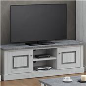Banc TV 155 cm couleur chêne clair et gris PETUNIA