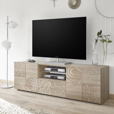 Grand meuble TV 180 cm chêne clair MIRANO
