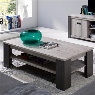Table basse contemporaine 130 cm couleur chêne gris ADRIEN