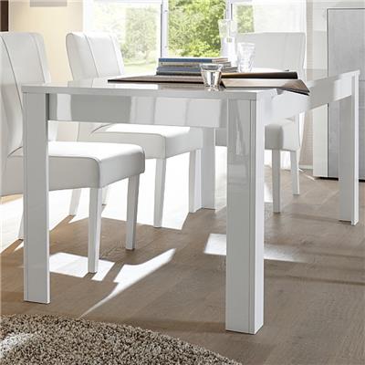Table à manger blanc laqué brillant design FACTORY
