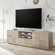 Grand meuble TV 180 cm chne clair MIRANO