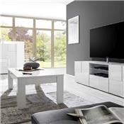 Grand meuble TV blanc laqué brillant ARTIC