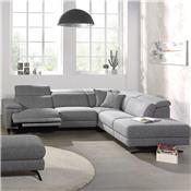 Canapé d'angle relax en tissu gris PERUGIA