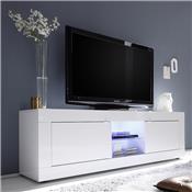 Meuble TV lumineux blanc laqué design FELINO