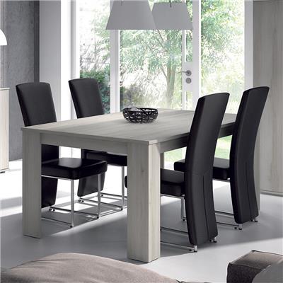 Table de salle à manger rectangulaire couleur chêne gris contemporaine CLAUDIA