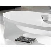 Table basse ovale blanc laqué design PORI