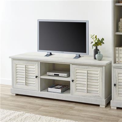 Meuble tv contemporain couleur bois blanc ALICIA