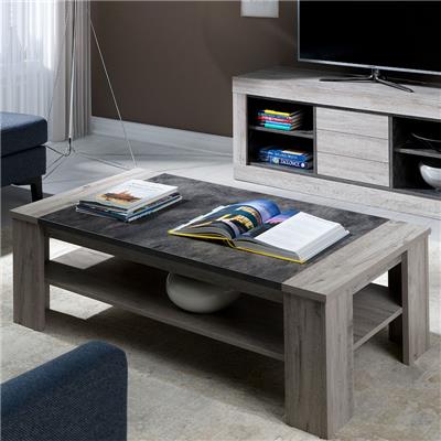 Table de salon contemporaine 130 cm couleur chêne gris NATHAN