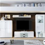 Meuble TV blanc laqué brillant design OKLAND