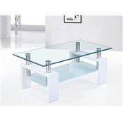 Table basse blanc laqu et plateaux verre design OTTAVIA