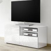 Banc TV 120 cm LED blanc laqu design MIRANO