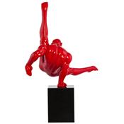 Statue athlète rouge montée sur socle noir design ACHERON