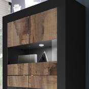 Vaisselier noir et couleur bois moderne FELINO 5