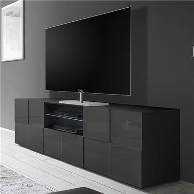 Grand meuble TV gris laqué brillant ARTIC 2