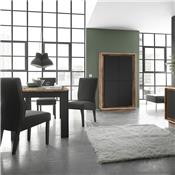 Table basse de salon noire et couleur bois moderne SICILIA
