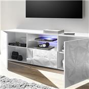 Meuble tv avec LED 180 cm blanc laqué design ANTONIO