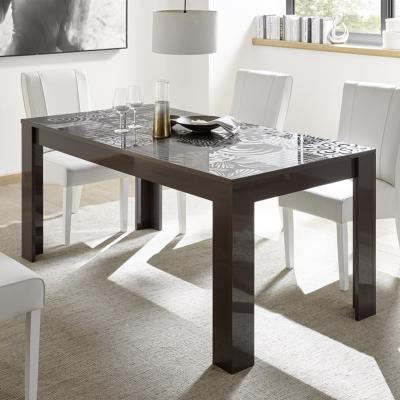 Table 140 cm avec rallonge gris laqué design MIRANO