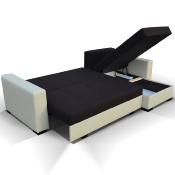Canapé d'angle convertible avec coffre en tissu et PU GODIOS