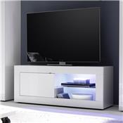Meuble TV lumineux blanc laqué design FELINO